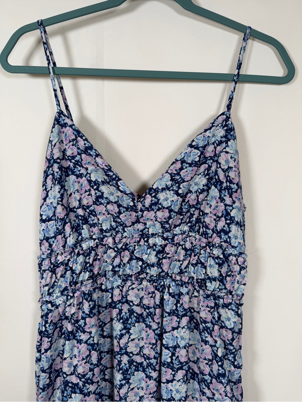 Wedding Guest, Graduation Dress Blue and Pink Babydoll Floral Maxi Dress - Picture 2 of 9